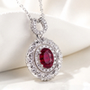 LCB0219银镀18K白金蛋形培育彩宝莫桑钻项链主石7*5mm/1.0ct 4